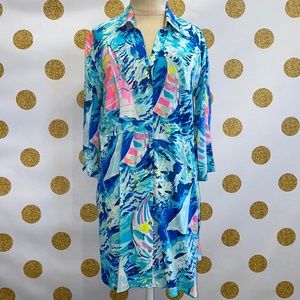 HTF Lilly Pulitzer Emerald Beach Cover-Up Tunic Hey Bay Bay, Size XS, Mint